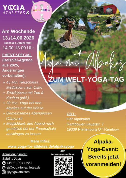 Yoga mit Alpakas zum Welt Yoga Tag 2026